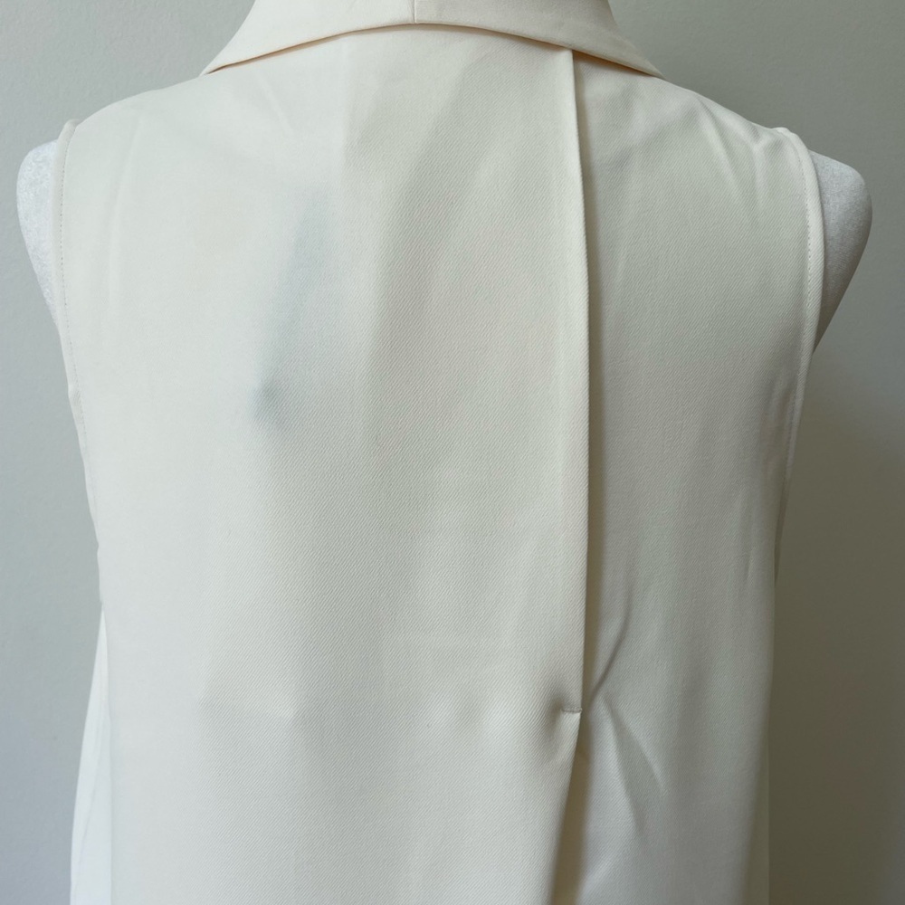 Lattelier Sleeveless White Blazer Duster Vest Size Small Classy Quite Luxury - Picture 9 of 12